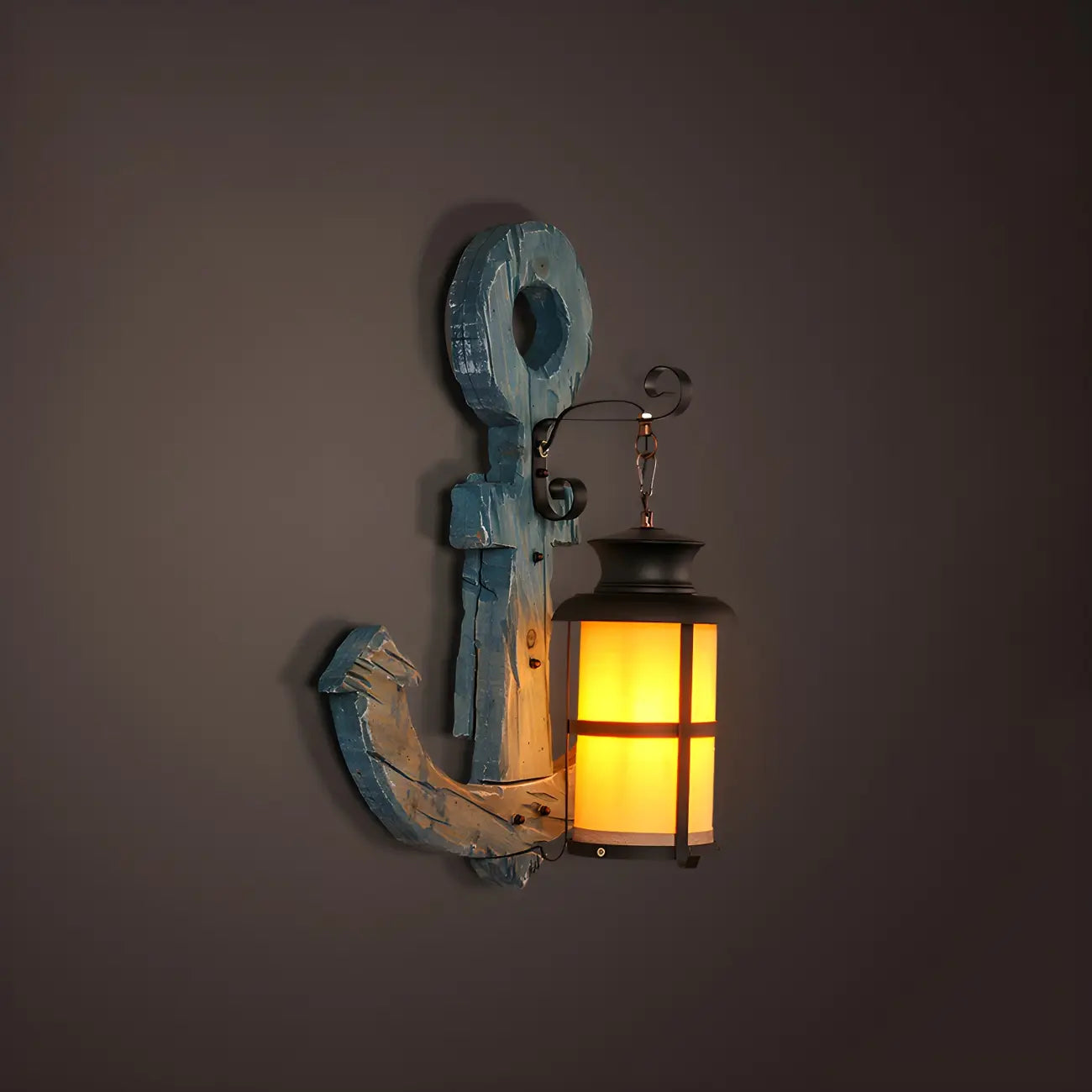 Applique murale industrielle en bois vieilli et verre noir