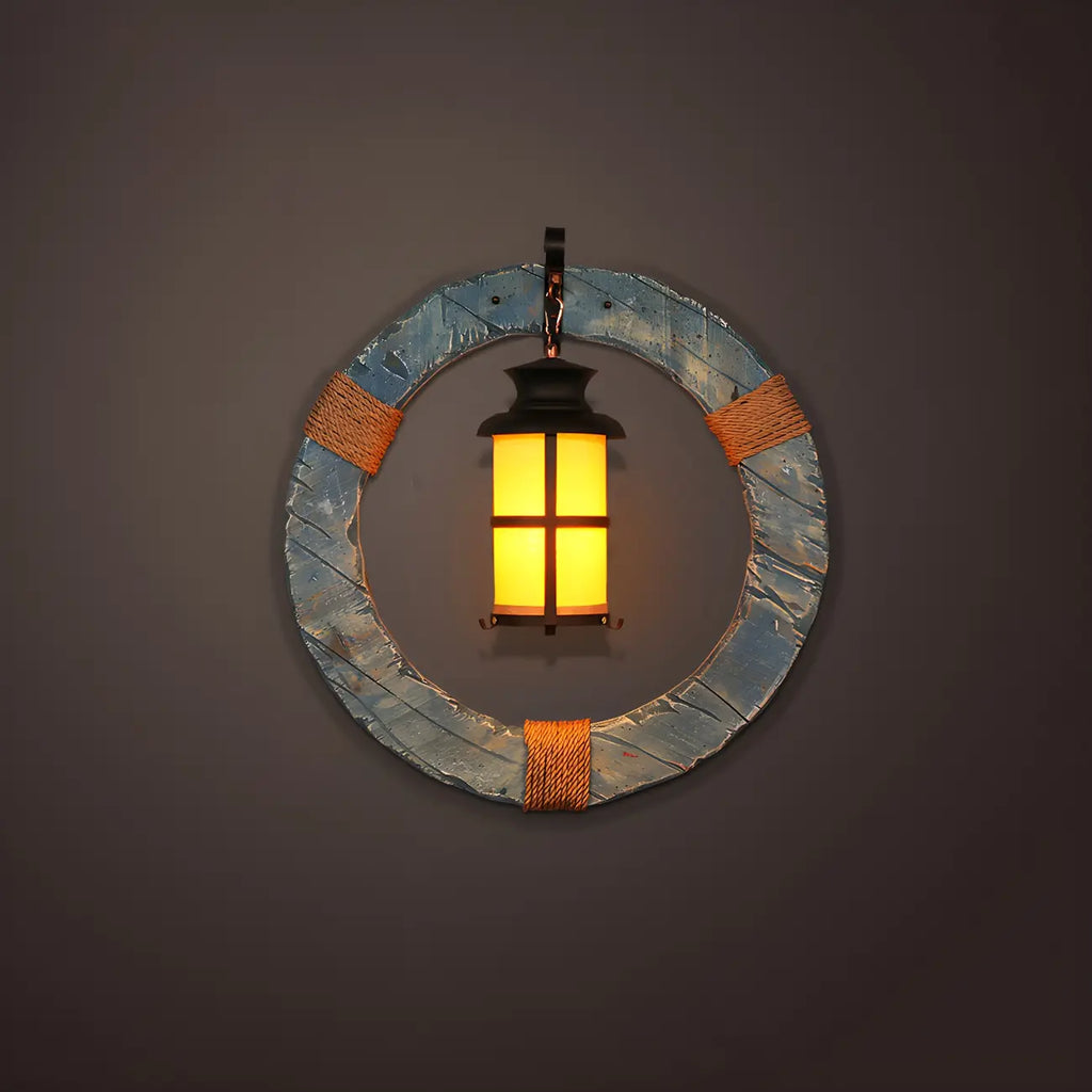Applique murale industrielle en bois vieilli et verre noir