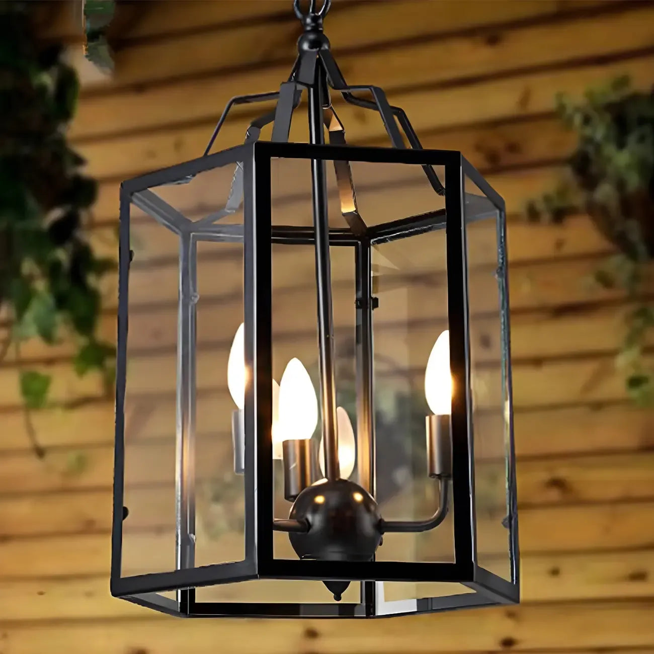 Lampadario a sospensione a 3 luci in vetro trasparente, lampada a sospensione vintage in nero/bianco a forma di candela