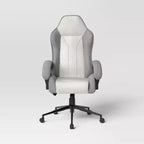 Chaise de jeu pivotante grise – Room Essentials™ : Chaise de bureau d'ordinateur rembourrée, réglable, accoudoirs fixes