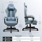 Chaise de gaming GTPLAYER en tissu avec accoudoirs synchronisés, chaise de bureau, bleu clair