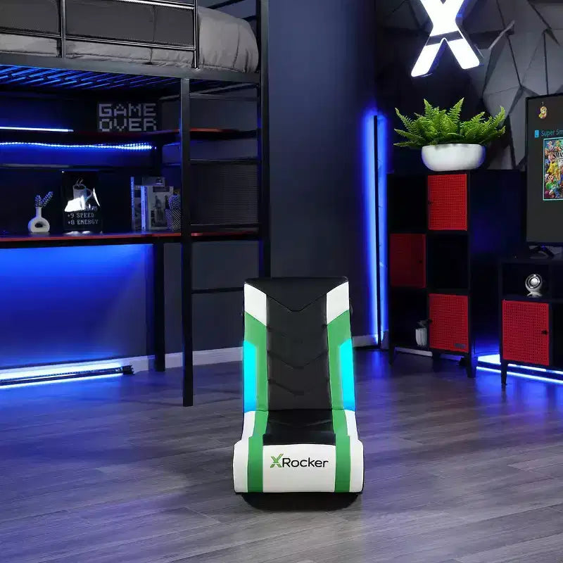 X Rocker Horizon Sedia da Gaming a Dondolo con Audio LED RGB Verde/Nero/Bianco