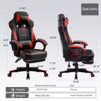 Sedia da Gaming LUCKRACER con Poggiapiedi, Sedia da Ufficio Ergonomica con Schienale Alto, Scrivania da Computer, Rosso