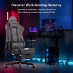 Sedia da gaming GTRACING con poggiapiedi, sedia da ufficio ergonomica reclinabile con supporto lombare, grigia