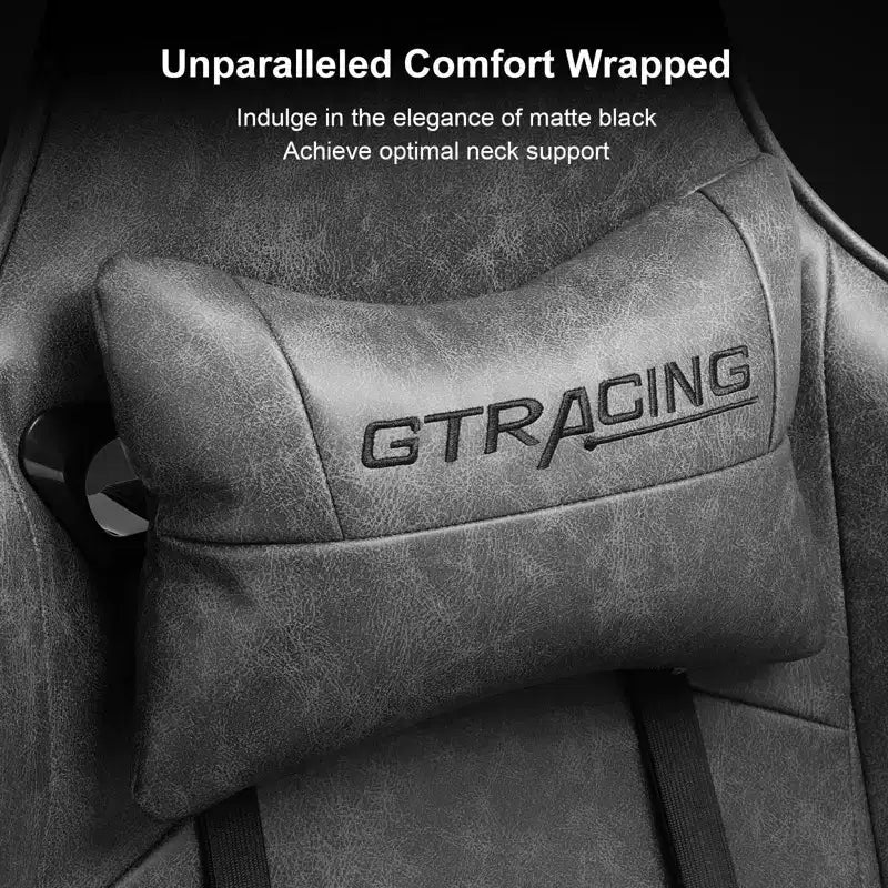 Sedia da gaming GTRACING con poggiapiedi, sedia da ufficio ergonomica reclinabile con supporto lombare, grigia