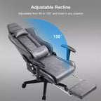 Sedia da gaming GTRACING con poggiapiedi, sedia da ufficio ergonomica reclinabile con supporto lombare, grigia