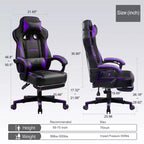 Chaise de jeu LUCKRACER avec repose-pieds Chaise de bureau ergonomique à dossier haut pour ordinateur Bureau Violet