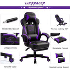 Chaise de jeu LUCKRACER avec repose-pieds Chaise de bureau ergonomique à dossier haut pour ordinateur Bureau Violet