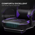Chaise de jeu LUCKRACER avec repose-pieds Chaise de bureau ergonomique à dossier haut pour ordinateur Bureau Violet
