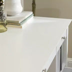Bureau d'ordinateur de luxe avec rangement Home Office blanc - Saracina Home : Style transitionnel, plateau pour clavier, bois composite