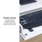 Bureau d'ordinateur de luxe avec rangement Home Office blanc - Saracina Home : Style transitionnel, plateau pour clavier, bois composite