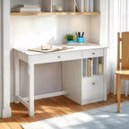 Bureau d'ordinateur de luxe avec rangement Home Office blanc - Saracina Home : Style transitionnel, plateau pour clavier, bois composite