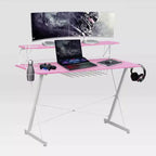 Bureau de Jeu Informatique Carbone TS 200 Rose - Techni Sport : MDF Stratifié, Cadre en Acier, pour Adultes