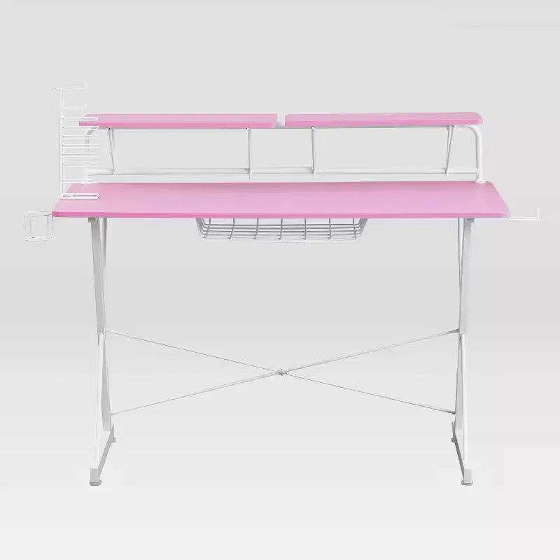 Bureau de Jeu Informatique Carbone TS 200 Rose - Techni Sport : MDF Stratifié, Cadre en Acier, pour Adultes