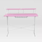 Bureau de Jeu Informatique Carbone TS 200 Rose - Techni Sport : MDF Stratifié, Cadre en Acier, pour Adultes