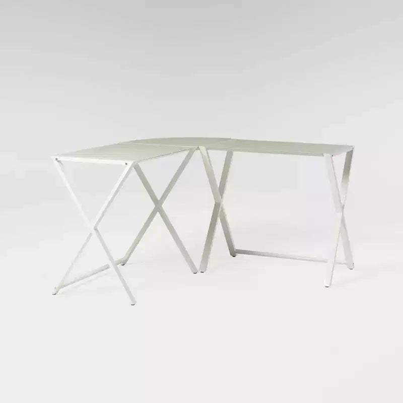 Modern Glass L Shaped Gaming Computer Desk White - Saracina Home