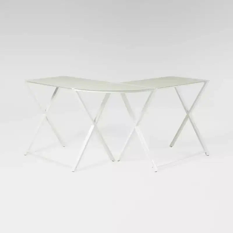 Bureau d'angle moderne en verre blanc pour gamer - Saracina Home
