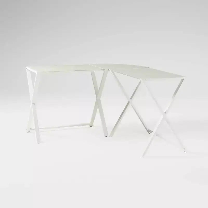 Bureau d'angle moderne en verre blanc pour gamer - Saracina Home