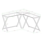Bureau d'angle moderne en verre blanc pour gamer - Saracina Home