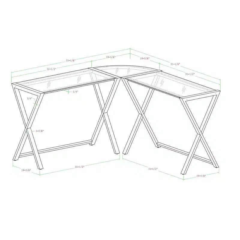 Bureau d'angle moderne en verre blanc pour gamer - Saracina Home