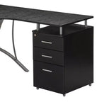 Bureau d'ordinateur moderne en L Techni Mobili avec classeur et rangements marron expresso : Poste de travail de bureau, construction en MDF et acier