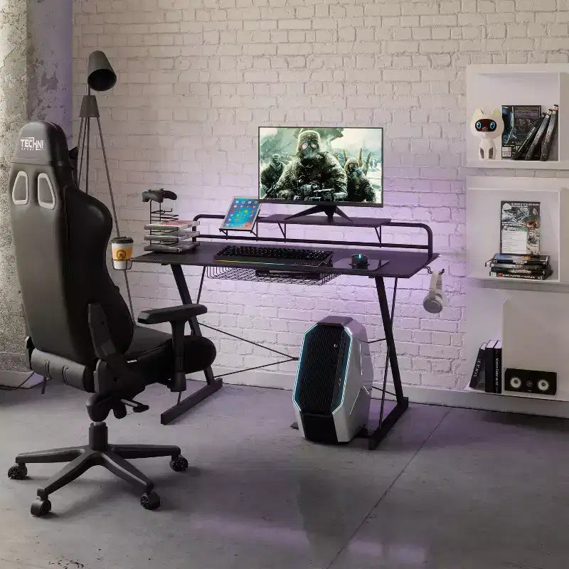Bureau Gaming Multi-Fonction Carbone Noir - Techni Sport