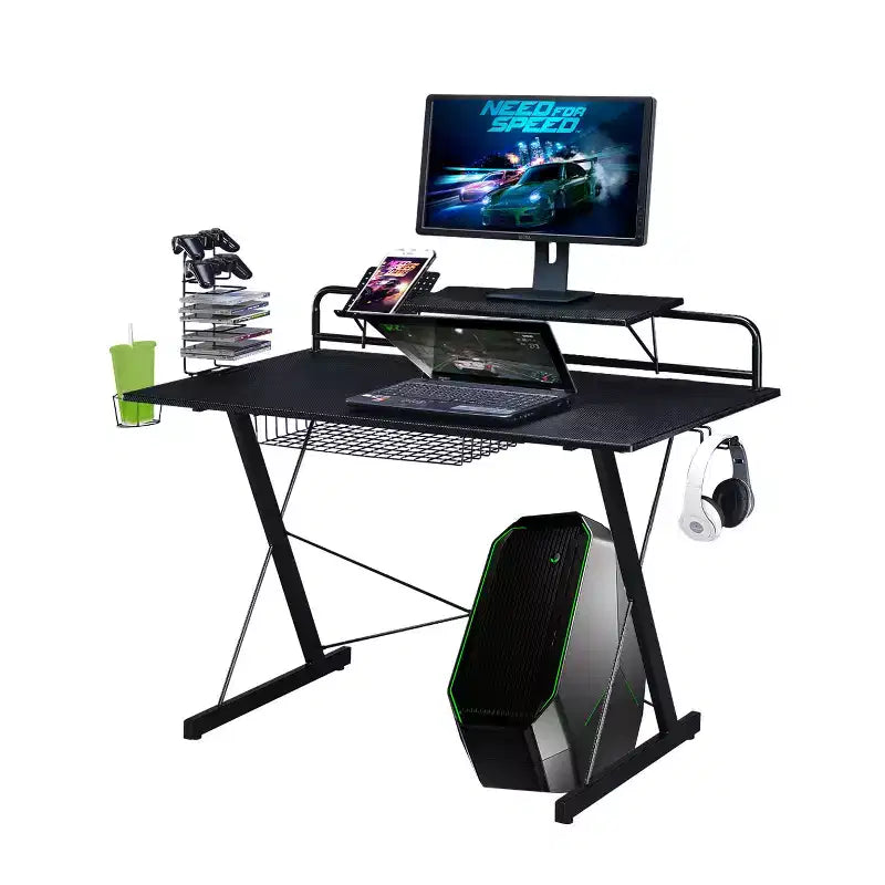 Bureau Gaming Multi-Fonction Carbone Noir - Techni Sport