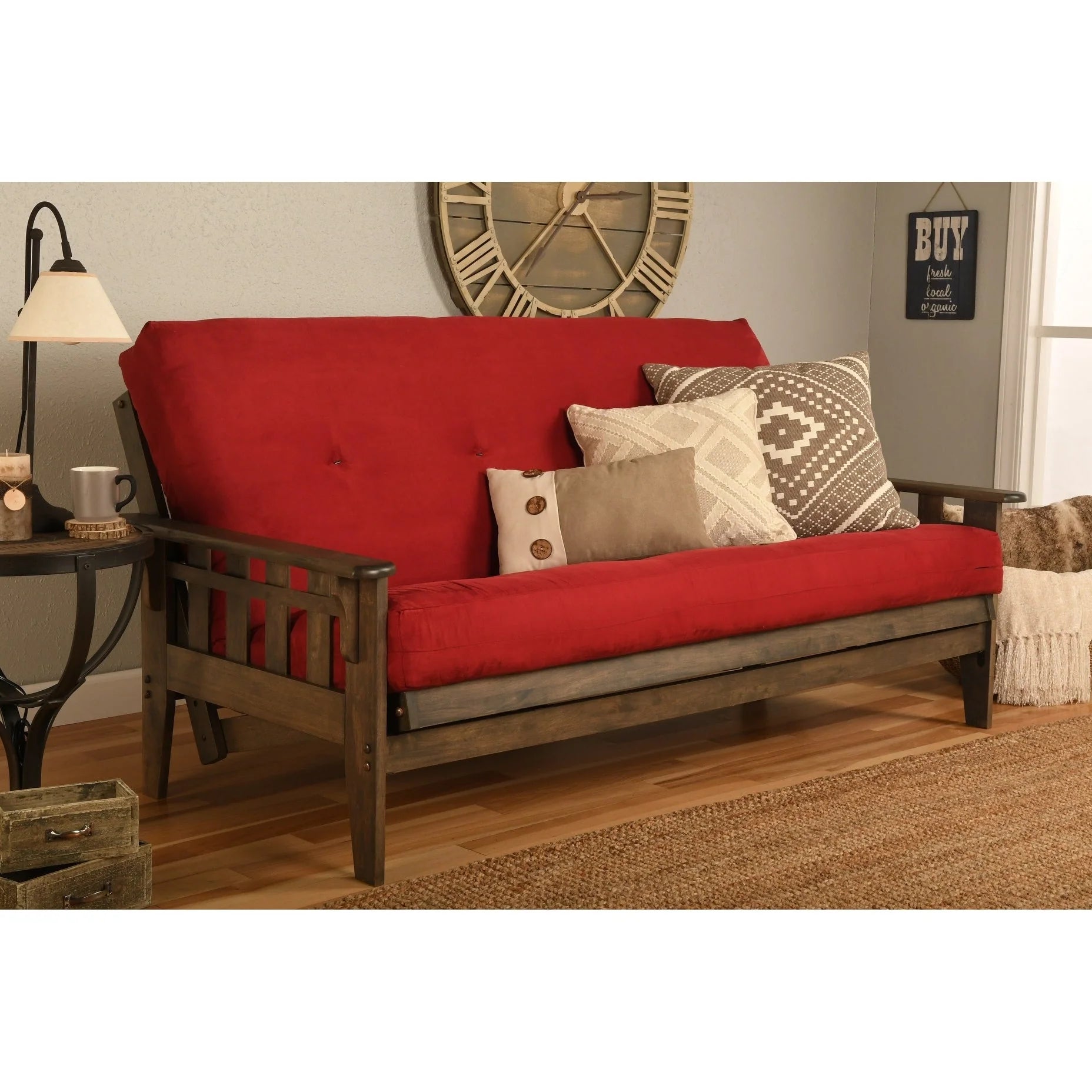 Ensemble futon Somette Tucson pleine grandeur en noyer rustique avec matelas