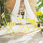 Set bistro pieghevole in metallo da 3 pezzi, set conversazione resistente alle intemperie per esterni/interni, per patio, cortile, giardino