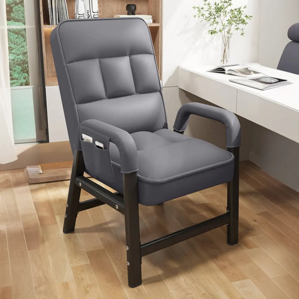 Chaise de bureau moderne grise rembourrée à 4 pieds