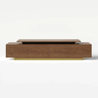 Meuble TV extensible en noyer avec rangement ouvert