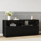 Meuble TV LED rectangulaire moderne en bois noir