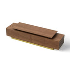 Meuble TV extensible en noyer avec rangement ouvert
