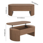 Table basse ovale en bois à plateau relevable de style moderne du milieu du siècle