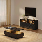 Meuble TV LED rectangulaire moderne en bois noir