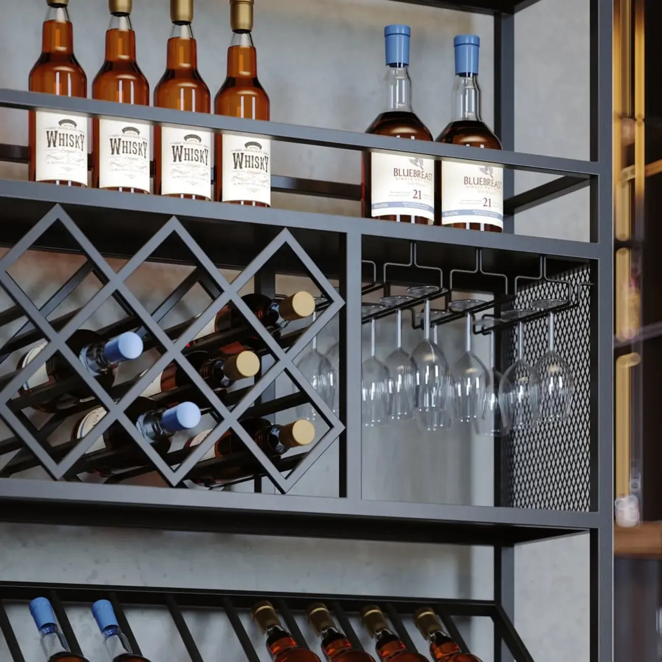 Casier à vin industriel polyvalent en métal avec armoire