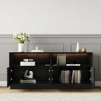 Meuble TV LED rectangulaire moderne en bois noir