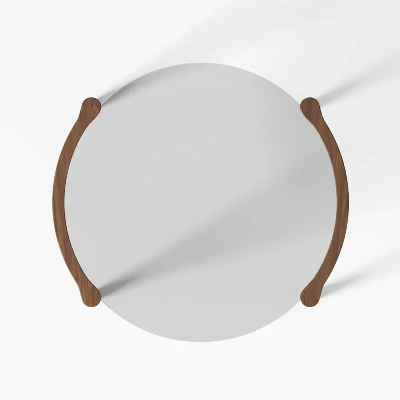 Table basse ronde vintage en bois massif et verre transparent, à 4 pieds