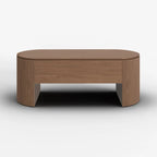 Table basse ovale en bois à plateau relevable de style moderne du milieu du siècle