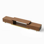 Meuble TV extensible en noyer avec rangement ouvert