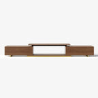 Meuble TV extensible en noyer avec rangement ouvert