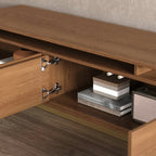 Meuble TV extensible en noyer avec rangement ouvert
