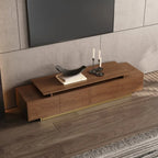 Meuble TV extensible en noyer avec rangement ouvert