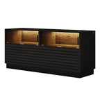 Meuble TV LED rectangulaire moderne en bois noir