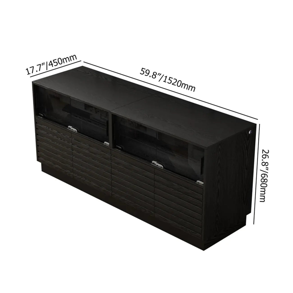 Meuble TV LED rectangulaire moderne en bois noir