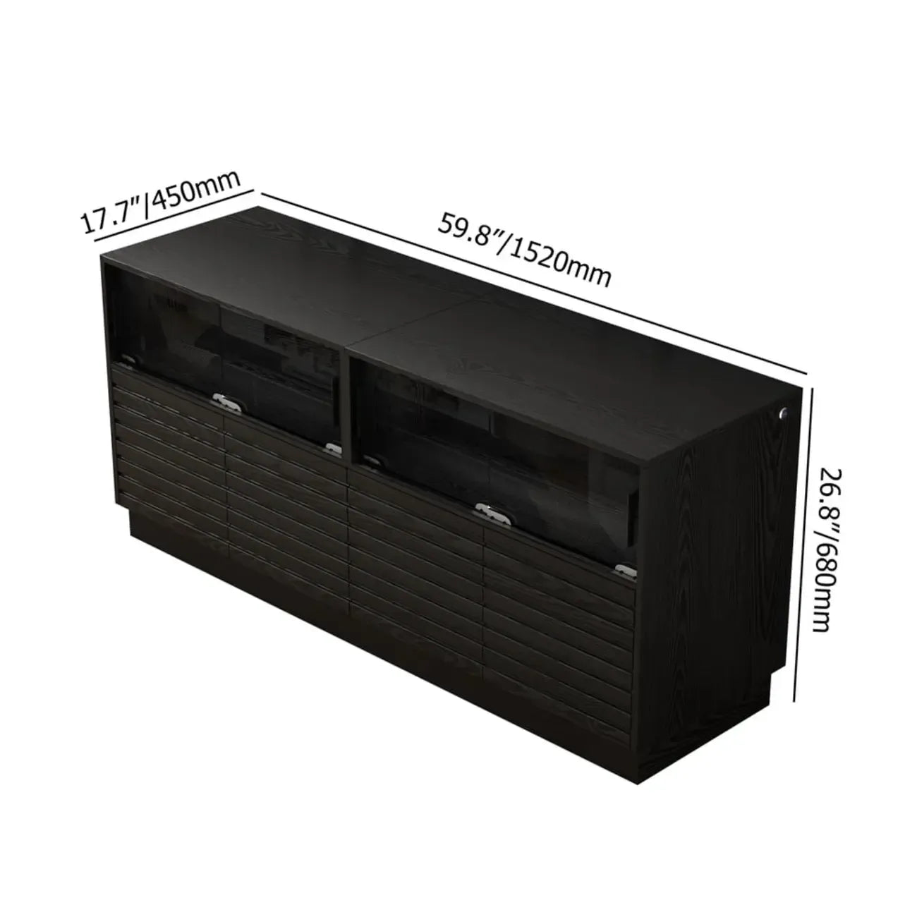 Meuble TV LED rectangulaire moderne en bois noir
