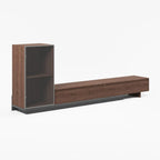 Meuble TV extensible en noyer style milieu du siècle avec tiroirs
