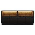 Meuble TV LED rectangulaire moderne en bois noir