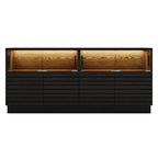 Meuble TV LED rectangulaire moderne en bois noir