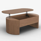Table basse ovale en bois à plateau relevable de style moderne du milieu du siècle